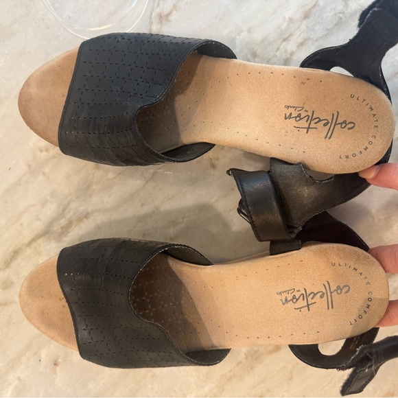 Clarks Cammy Glory Wedge Sandal Open Peep Toe Platform Black 9 M - Picture 6 of 11